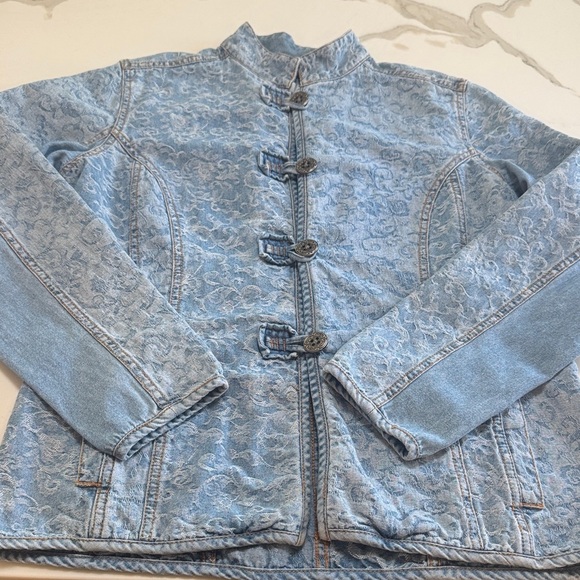 Chico's Blue Floral Jean Jacket - Picture 3 of 5